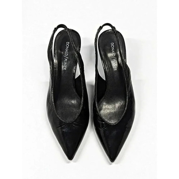 Donald J Pliner Women's Gema Pumps Black Distressed Shine Size 6.5 (MSRP $268) - Picture 4 of 12